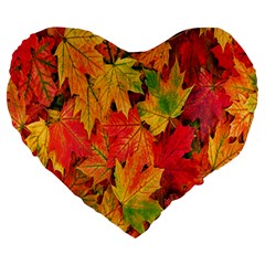 Autumn Background Maple Leaves Large 19  Premium Heart Shape Cushions by artworkshop