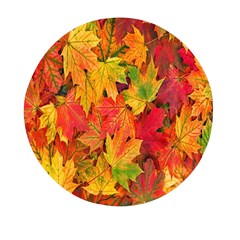 Autumn Background Maple Leaves Mini Round Pill Box by artworkshop