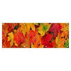 Autumn Background Maple Leaves Banner And Sign 8  X 3  by artworkshop