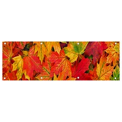 Autumn Background Maple Leaves Banner And Sign 9  X 3  by artworkshop