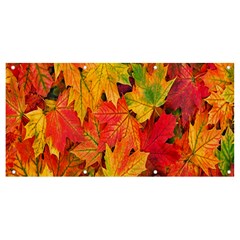 Autumn Background Maple Leaves Banner And Sign 8  X 4  by artworkshop