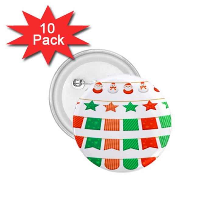 Christmas Bunting Banners 1.75  Buttons (10 pack)