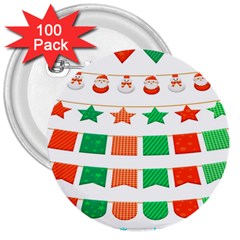 Christmas Bunting Banners 3  Buttons (100 Pack)  by artworkshop