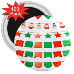 Christmas Bunting Banners 3  Magnets (100 Pack) by artworkshop