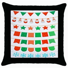 Christmas Bunting Banners Throw Pillow Case (black) by artworkshop