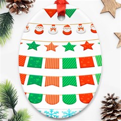 Christmas Bunting Banners Oval Ornament (two Sides) by artworkshop