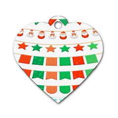 Christmas Bunting Banners Dog Tag Heart (one Side) by artworkshop