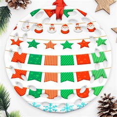 Christmas Bunting Banners Round Filigree Ornament (two Sides) by artworkshop