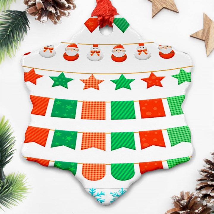 Christmas Bunting Banners Snowflake Ornament (Two Sides)