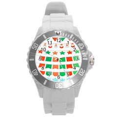 Christmas Bunting Banners Round Plastic Sport Watch (l) by artworkshop