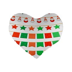 Christmas Bunting Banners Standard 16  Premium Flano Heart Shape Cushions by artworkshop