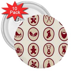 Christmas Winter Symbols 3  Buttons (10 Pack)  by artworkshop