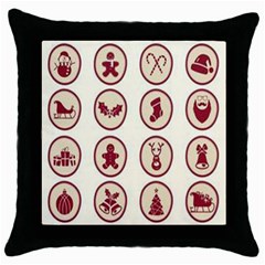 Christmas Winter Symbols Throw Pillow Case (black) by artworkshop