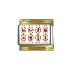 Christmas Winter Symbols Gold Trim Italian Charm (9mm) by artworkshop