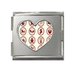 Christmas Winter Symbols Mega Link Heart Italian Charm (18mm)