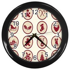 Christmas Winter Symbols Wall Clock (black) by artworkshop