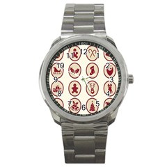 Christmas Winter Symbols Sport Metal Watch by artworkshop