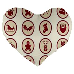 Christmas Winter Symbols Large 19  Premium Flano Heart Shape Cushions by artworkshop