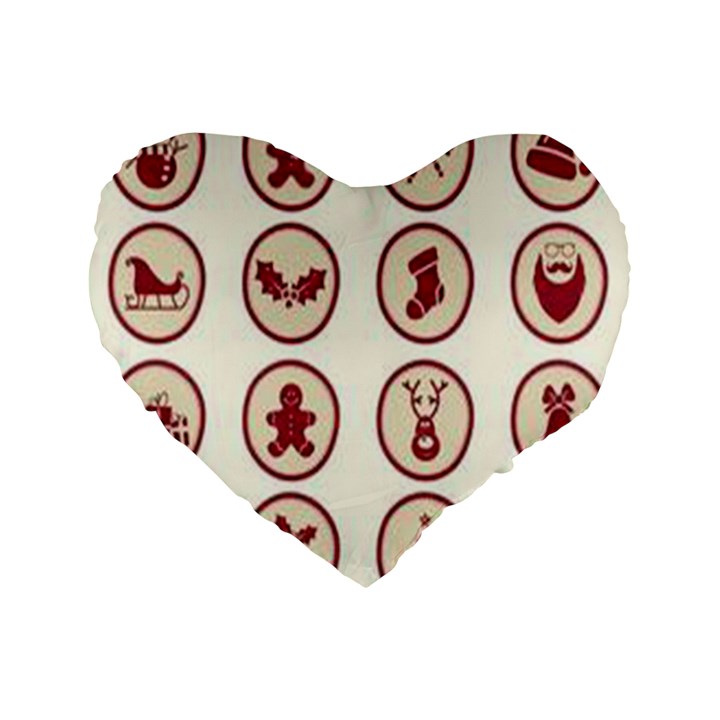 Christmas winter symbols Standard 16  Premium Flano Heart Shape Cushions