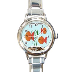 Fishbowl Fish Goldfish Water Round Italian Charm Watch by artworkshop