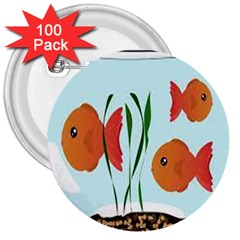 Fishbowl Fish Goldfish Water 3  Buttons (100 Pack)  by artworkshop