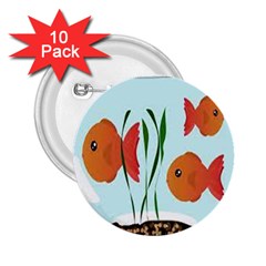 Fishbowl Fish Goldfish Water 2 25  Buttons (10 Pack)  by artworkshop