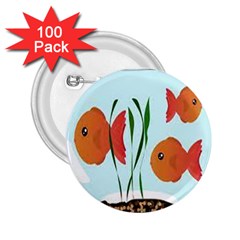 Fishbowl Fish Goldfish Water 2 25  Buttons (100 Pack)  by artworkshop