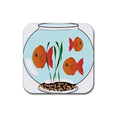 Fishbowl Fish Goldfish Water Rubber Coaster (square) by artworkshop