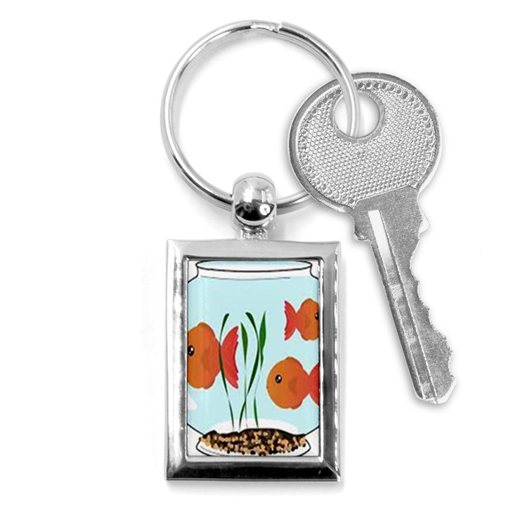 Fishbowl Fish Goldfish Water Key Chain (Rectangle)