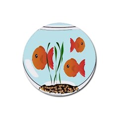 Fishbowl Fish Goldfish Water Rubber Coaster (round) by artworkshop