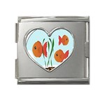 Fishbowl Fish Goldfish Water Mega Link Heart Italian Charm (18mm) Front