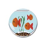 Fishbowl Fish Goldfish Water Rubber Round Coaster (4 pack) Front