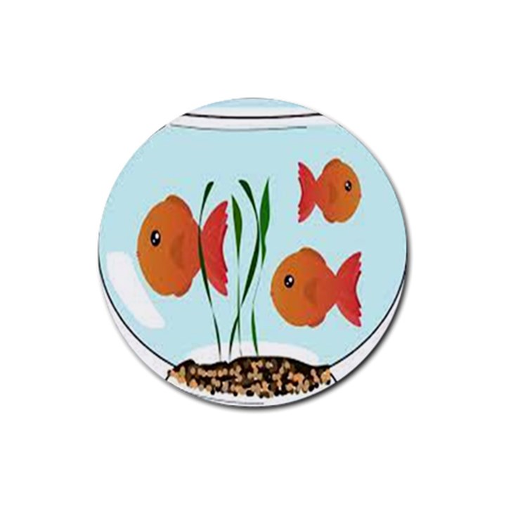 Fishbowl Fish Goldfish Water Rubber Round Coaster (4 pack)