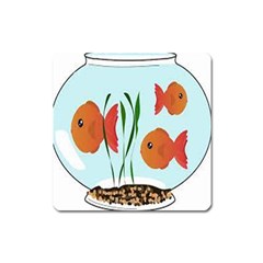 Fishbowl Fish Goldfish Water Square Magnet by artworkshop