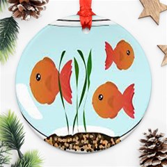 Fishbowl Fish Goldfish Water Round Ornament (two Sides) by artworkshop