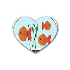 Fishbowl Fish Goldfish Water Rubber Heart Coaster (4 Pack) by artworkshop