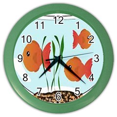 Fishbowl Fish Goldfish Water Color Wall Clock by artworkshop