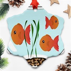 Fishbowl Fish Goldfish Water Snowflake Ornament (two Sides) by artworkshop