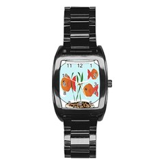 Fishbowl Fish Goldfish Water Stainless Steel Barrel Watch by artworkshop