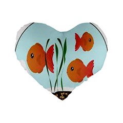 Fishbowl Fish Goldfish Water Standard 16  Premium Flano Heart Shape Cushions by artworkshop