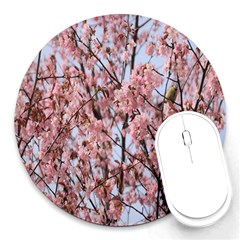 Japanese Sakura Background Round Mousepad by artworkshop