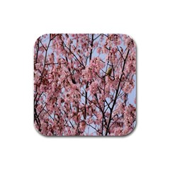 Japanese Sakura Background Rubber Square Coaster (4 Pack) by artworkshop