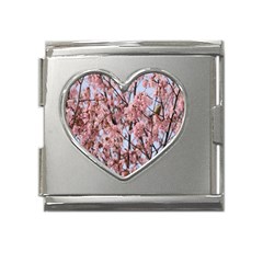 Japanese Sakura Background Mega Link Heart Italian Charm (18mm) by artworkshop