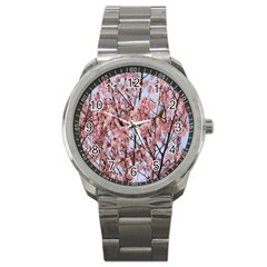 Japanese Sakura Background Sport Metal Watch by artworkshop