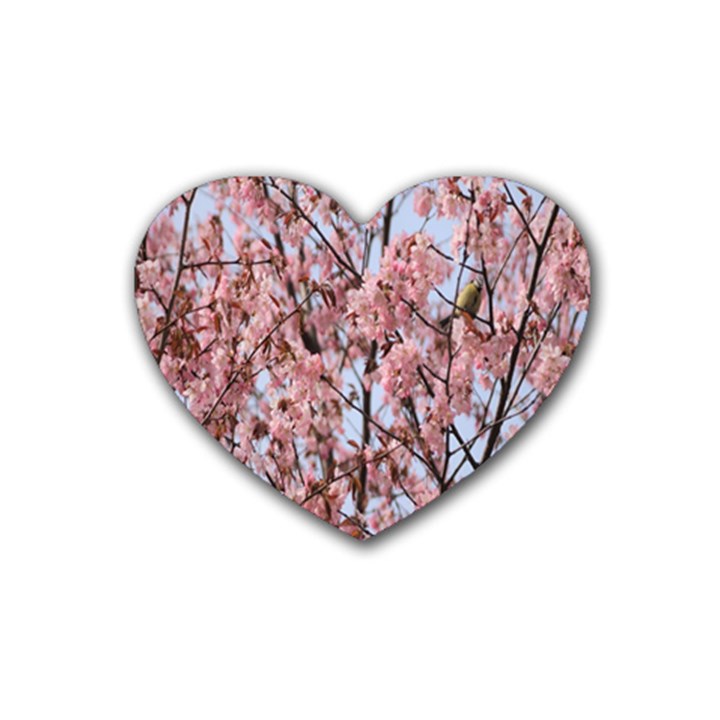 Japanese Sakura Background Rubber Coaster (Heart)