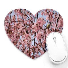 Japanese Sakura Background Heart Mousepad by artworkshop