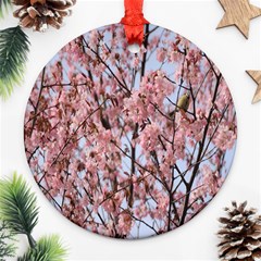 Japanese Sakura Background Round Ornament (two Sides) by artworkshop