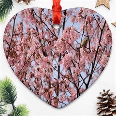 Japanese Sakura Background Heart Ornament (two Sides) by artworkshop