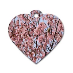 Japanese Sakura Background Dog Tag Heart (one Side) by artworkshop