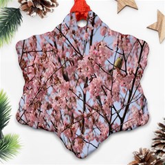 Japanese Sakura Background Snowflake Ornament (two Sides) by artworkshop